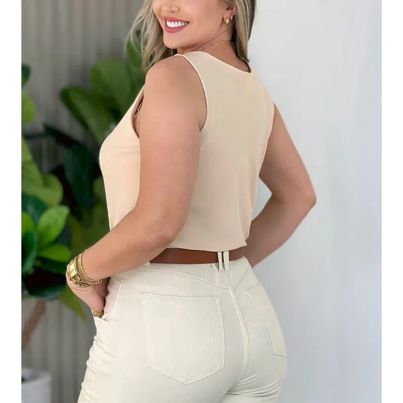 Kit com 2 Blusas Regata Alça Larga
