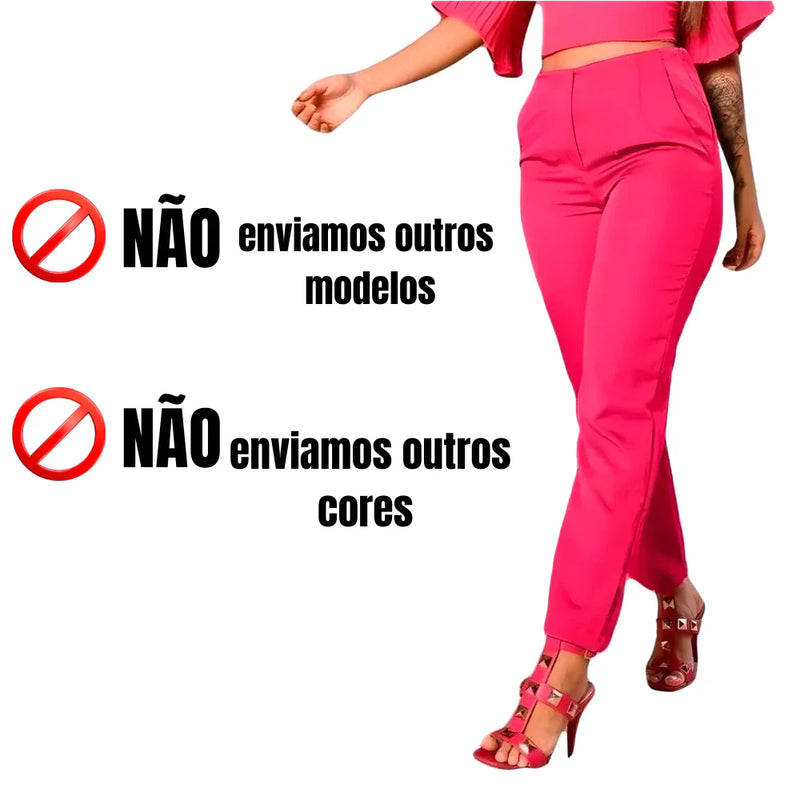 Calça Alfaiataria Zara Feminina Cintura Alta com Zíper