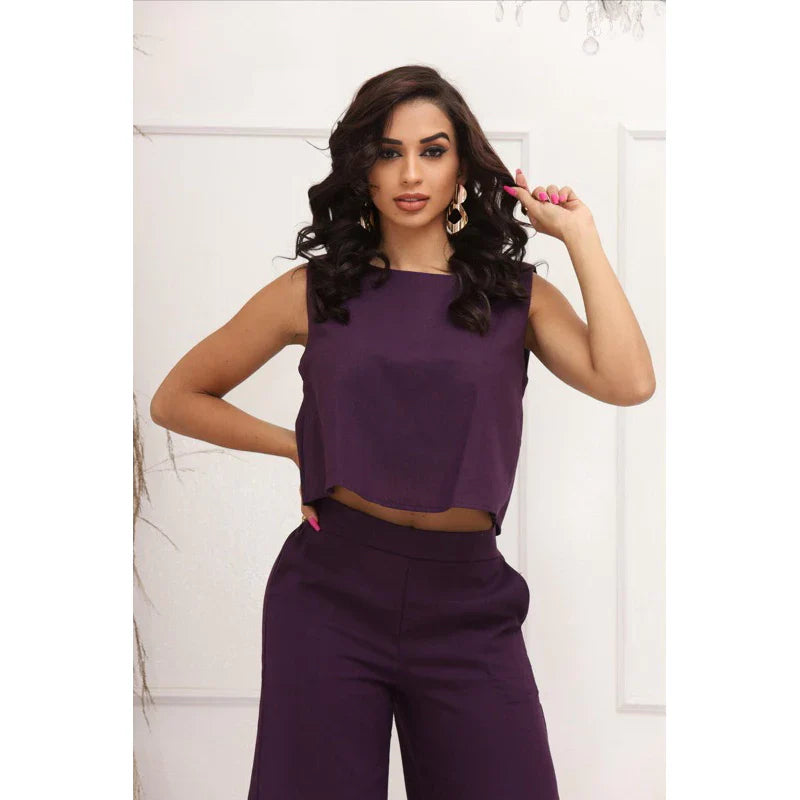 Conjunto Alfaiataria Social Feminino Calça e Blusa em Linho