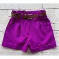 Short Feminino Alfaiataria Social com Cinto Cintura Alta