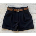 Short Feminino Alfaiataria Social com Cinto Cintura Alta