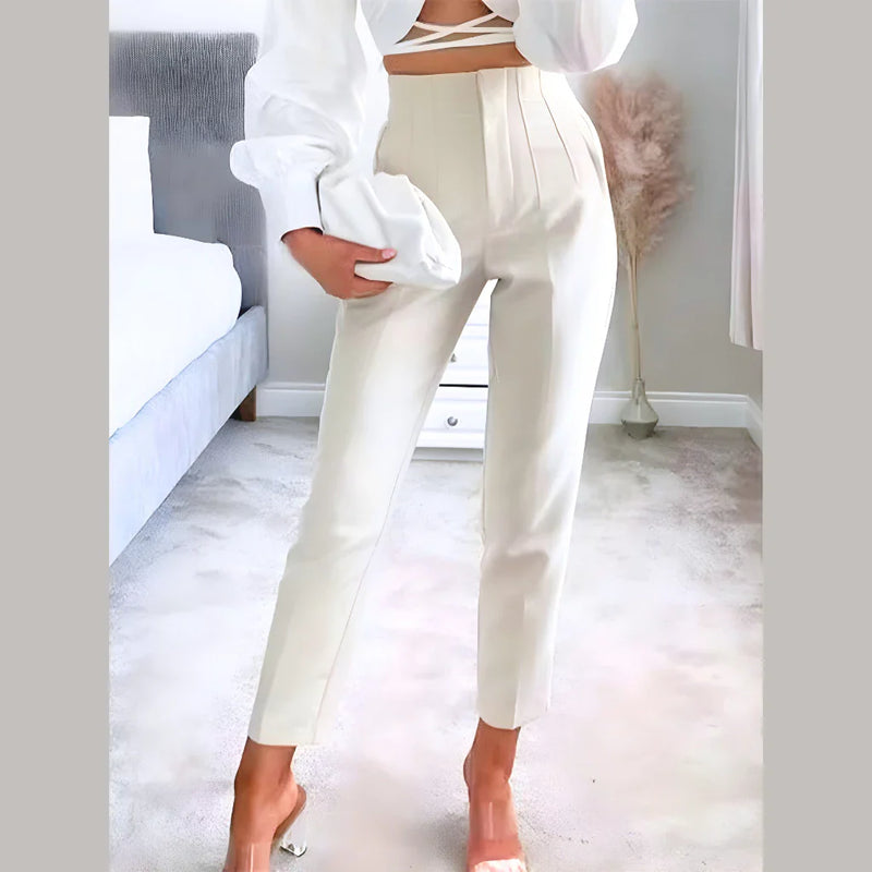 Calça Alfaiataria Zara Feminina Cintura Alta com Zíper